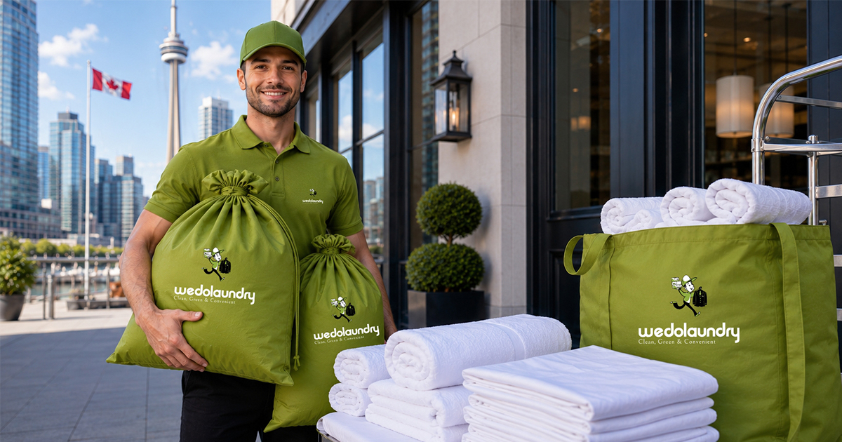 Freshly folded commercial towels and linens ready for hospitality and business delivery
